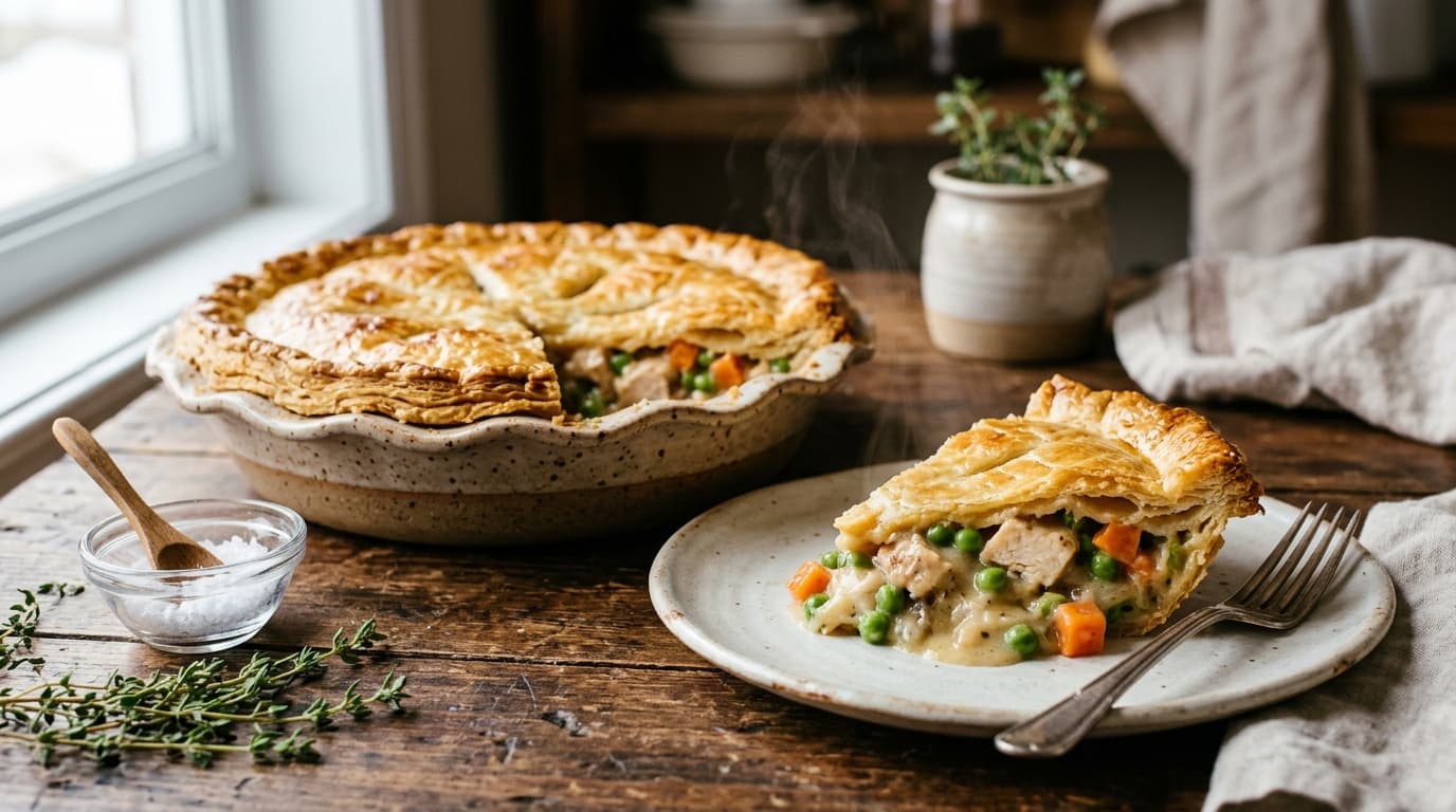Pâté au poulet surgelé St-Hubert doré au four avec garniture crémeuse de poulet et légumes